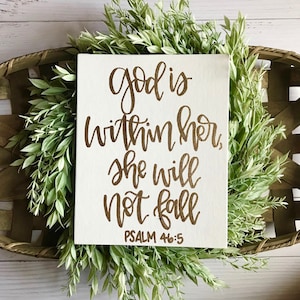 God is within her she will not fall sign - psalm 46:5, bible verse, bible verse sign, religious sign, inspirational sign, god is within her