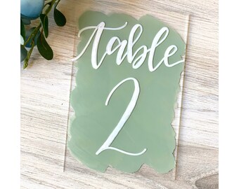 Acrylic table numbers - acrylic wedding table numbers, wedding table numbers,  table numbers,  calligraphy table numbers