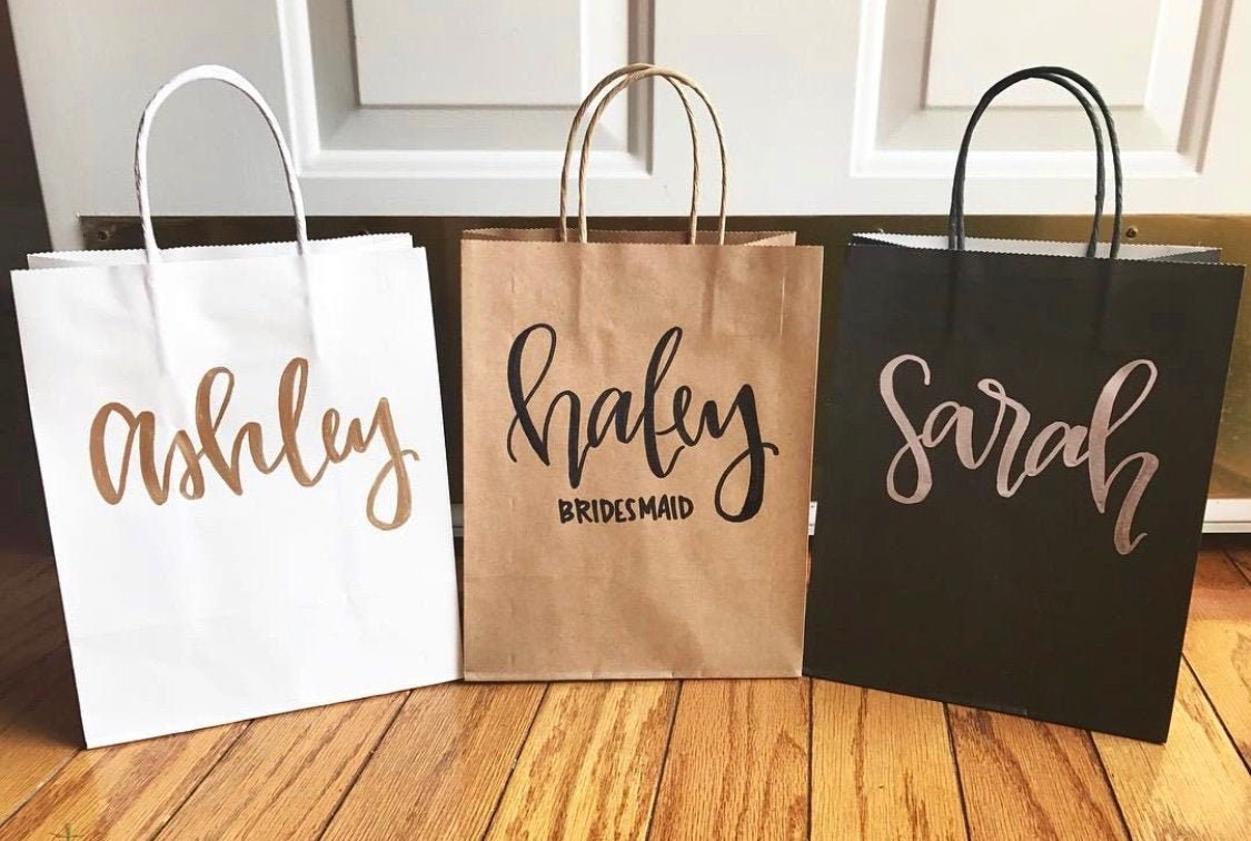 Custom Name Gift Bags BEST SELLING Bridesmaid Gift Bags Etsy