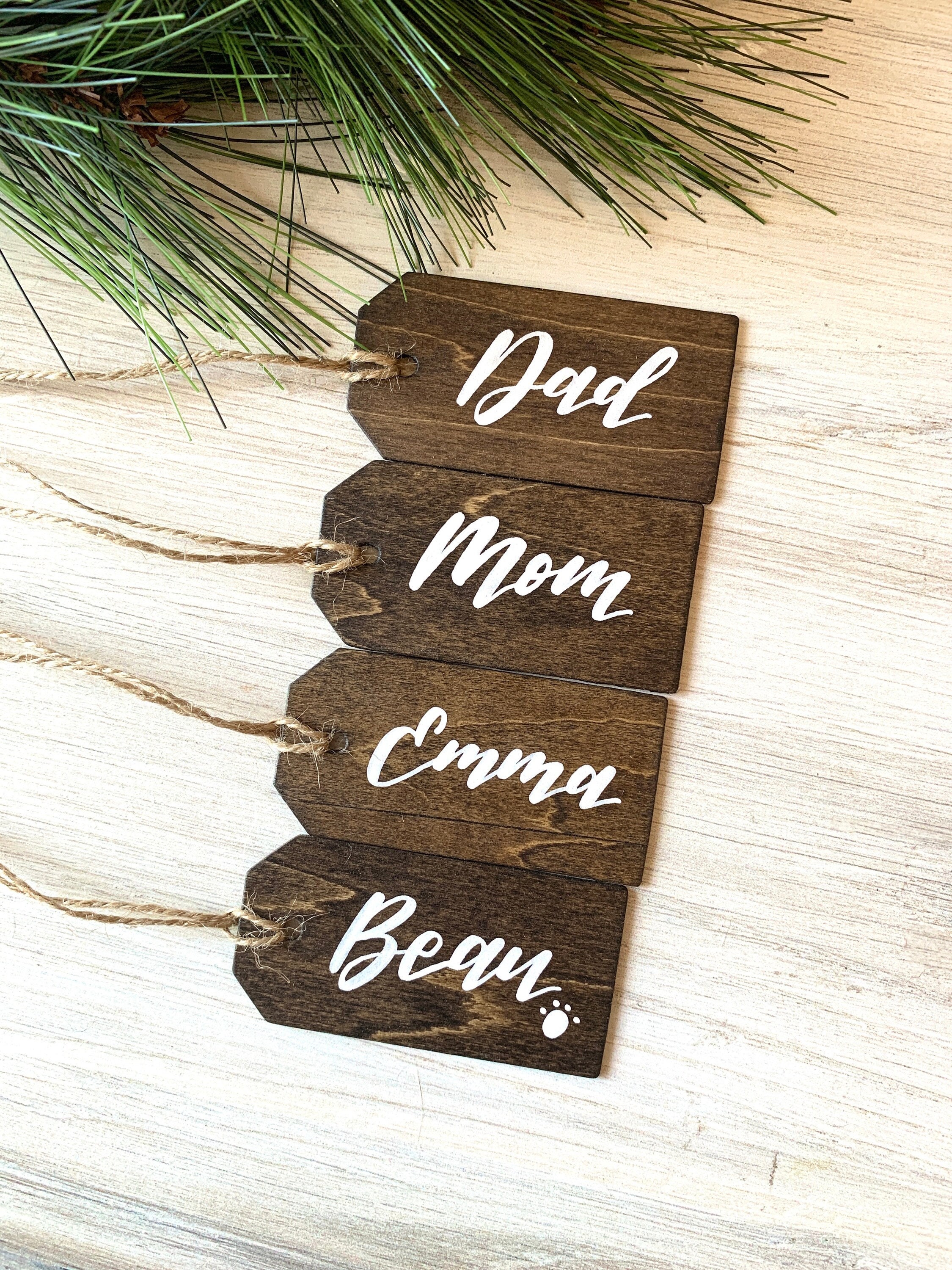 Christmas Stocking Name Tags Wooden Name Tags Gift Tags Wooden