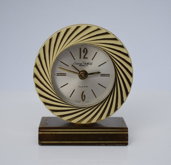 Vintage Swiza Sheffield Swiss Made Alarm Clock Mechanical Movement
