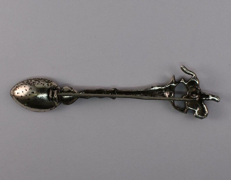 Antique Sterling Silver Spoon Horse and Soldier Brooch Pin