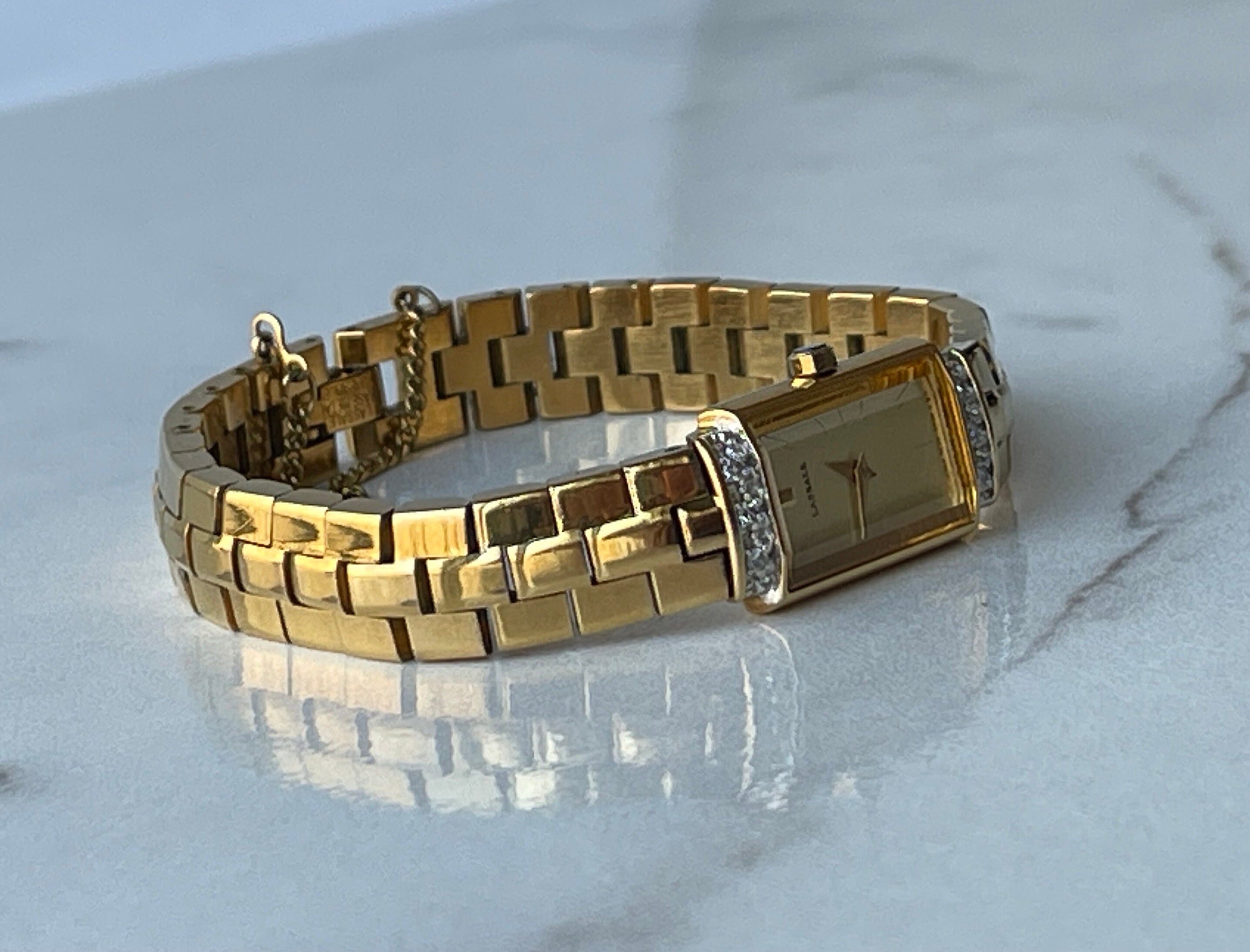 SEIKO Lassale Quartz Gold Plated Diamond Accents Ladies Watch - Etsy