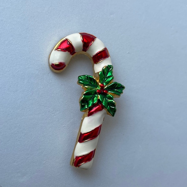 Vintage Signed AAI Candy Cane Christmas Holiday Brooch Pin