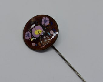 Vintage Enamel Flower Lapel Stick Pin