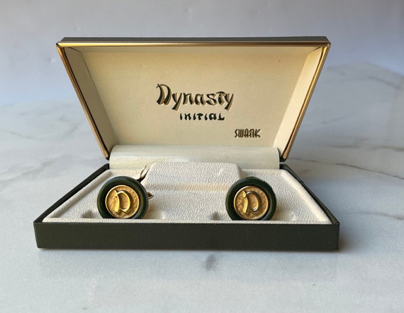 Vintage Swank Dynasty Cufflinks Initial D Origina… - image 1