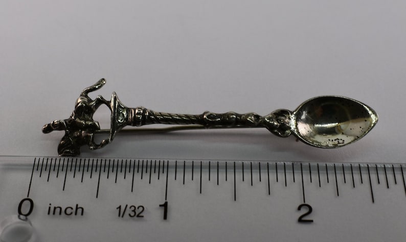 Antique Sterling Silver Spoon Horse and Soldier Brooch Pin
