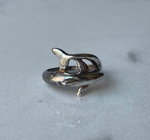 Vintage 925 Sterling Silver Dolphin Ring - image 4