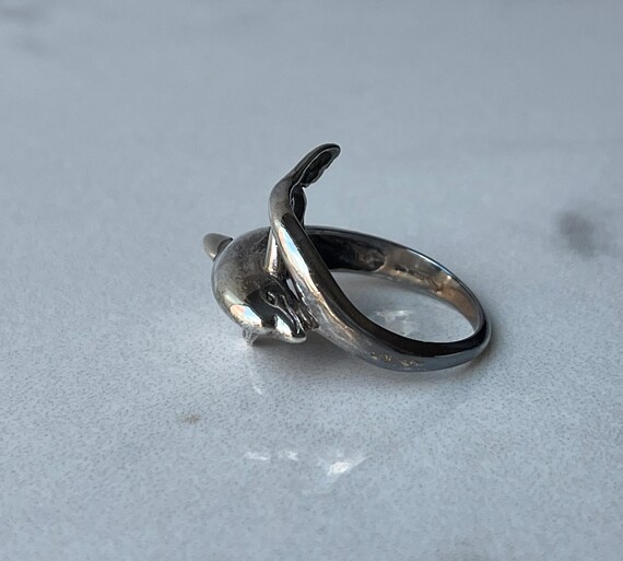 Vintage 925 Sterling Silver Dolphin Ring - image 6