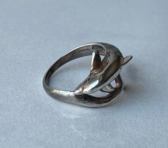 Vintage 925 Sterling Silver Dolphin Ring - image 8