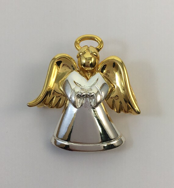 Silver and Gold Tone Angel Pendant - image 1