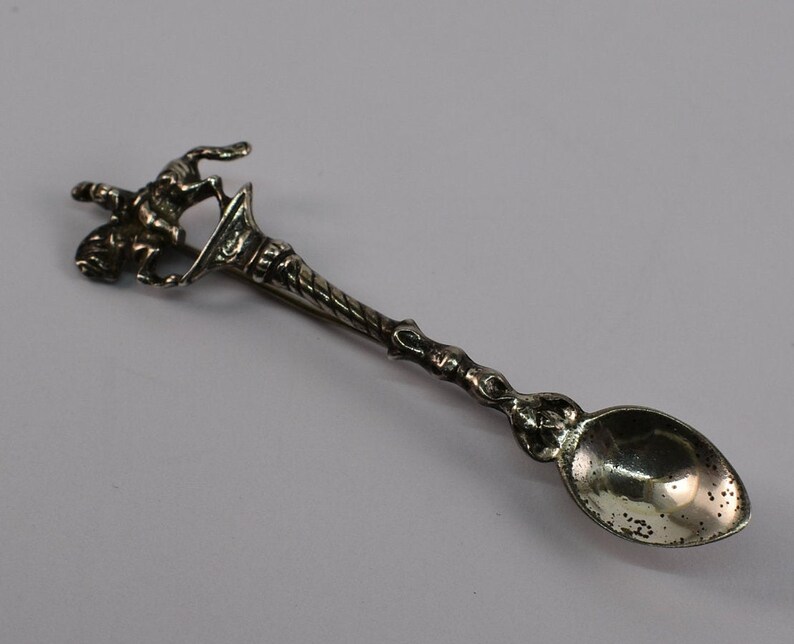 Antique Sterling Silver Spoon Horse and Soldier Brooch Pin