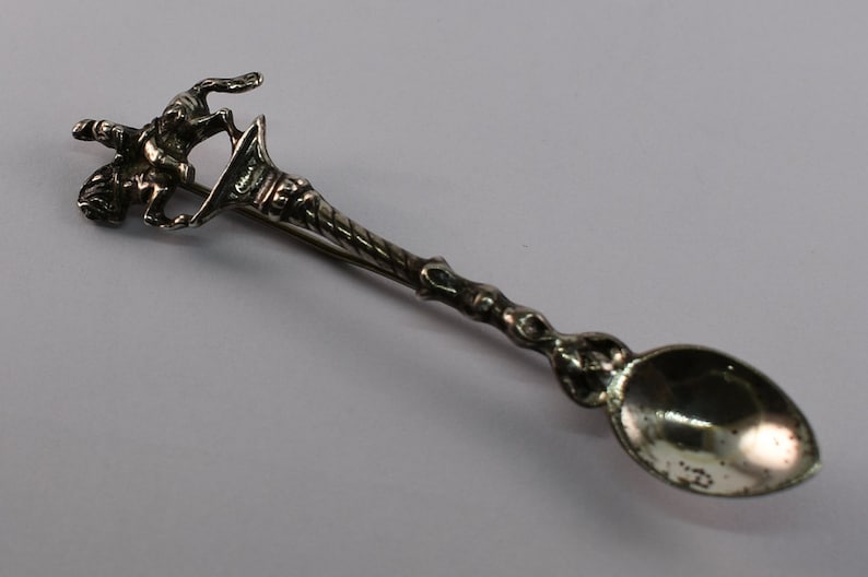 Antique Sterling Silver Spoon Horse and Soldier Brooch Pin