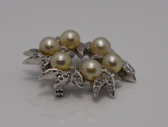 Vintage Polcini Clear Rhinestone and Faux Pearl B… - image 3