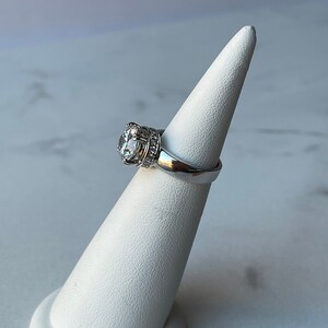 Round CZ Sterling Silver Hidden Halo Engagement Ring