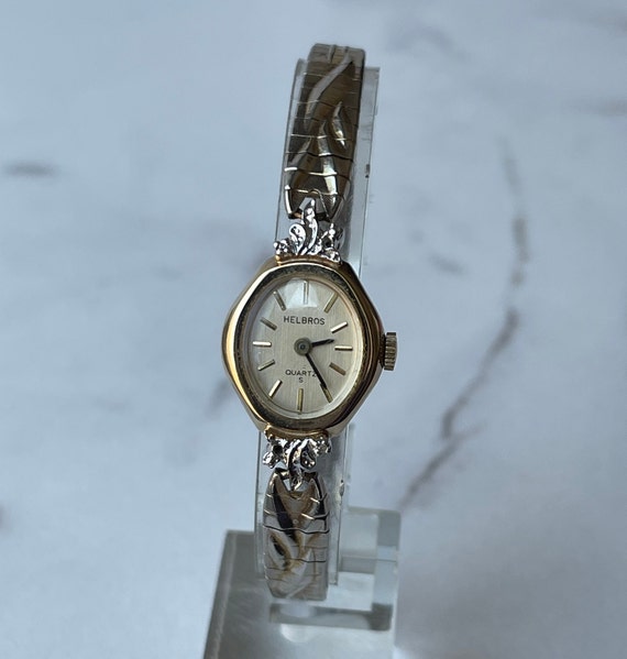 Vintage HElBROS Quartz Two Tone 2 Jewels Ladies Wa