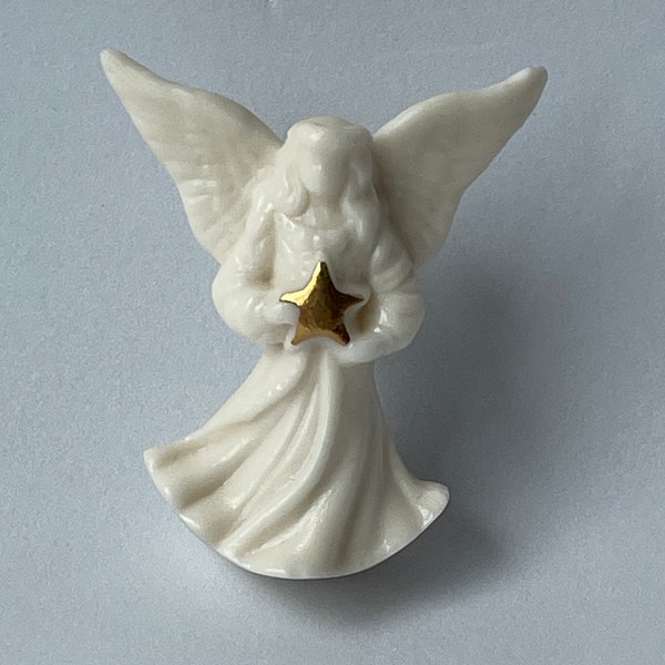 Lenox Vintage White & Gold Porcelain Angel Brooch Pin
