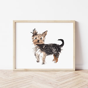 Dog Art, Yorkie, Yorkshire Terrier, Watercolor, Wall Decor, Pet Art, Dog Lover, Toy Dog, Yappy, Cute Dog, Pet Drawing, Dog Person, Good Boy