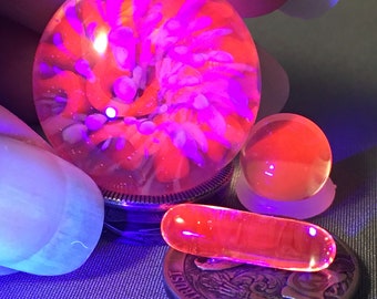 3 piece UV Electric Flamingo & Dot Implosion Marble