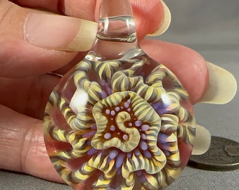 Squiggle Cane & Dot Implosion Pendant