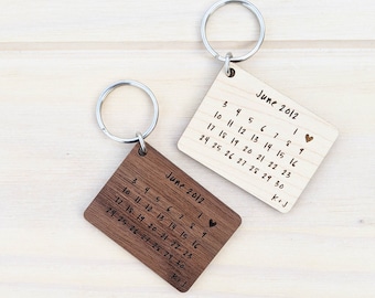 Personalised Laser Engraved Wooden Calendar Keyring