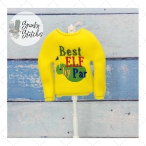 May include: Yellow elf shirt with long sleeves and the text "Best Elf by Par" with a green golf ball and flag graphic.