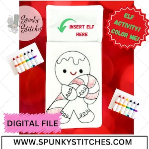 Color Me Elf Gingerbread Sleeping Bag ITH Embroidery File
