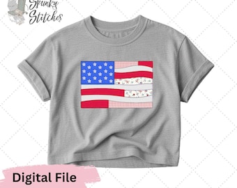 Patchwork Flagge Applikation Stickmuster - 4 Größen - Digital Download