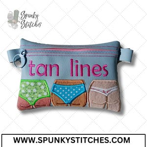 Cheeky Tan Lines Zipper Bag In The Hoop Embroidery File (3 sizes) by Spunky Stitches