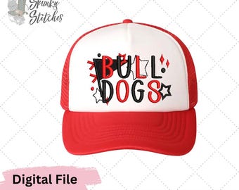 Archivo de bordado digital de tamaño de gorra de Bulldogs