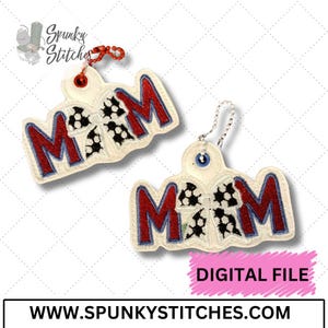 Soccer Mom Bow Key Fob – In-the-Hoop Embroidery Design – ITH Machine Embroidery File By Spunky Stitches