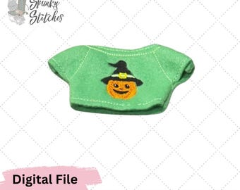 Bubu Witch Pumpkin Shirt ITH Embroidery File (Digital Download)