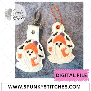 Geist mit Buch ITH Stickdatei: Schlüsselanhänger & Reißverschluss (10x10, 13x18)