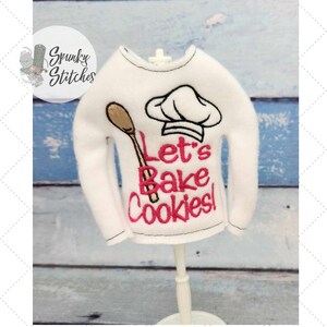 Arquivo de bordado para camisa de elfo Let's Bake Cookies