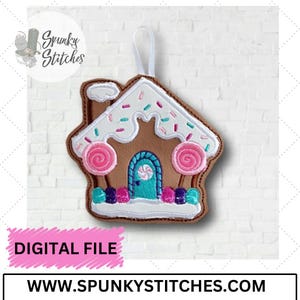 Gingerbread House Ornament ITH Embroidery File by Spunky Stitches