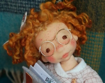 PRIMROSE artist doll, Waldorf-inspired, in natural fibers for collection.