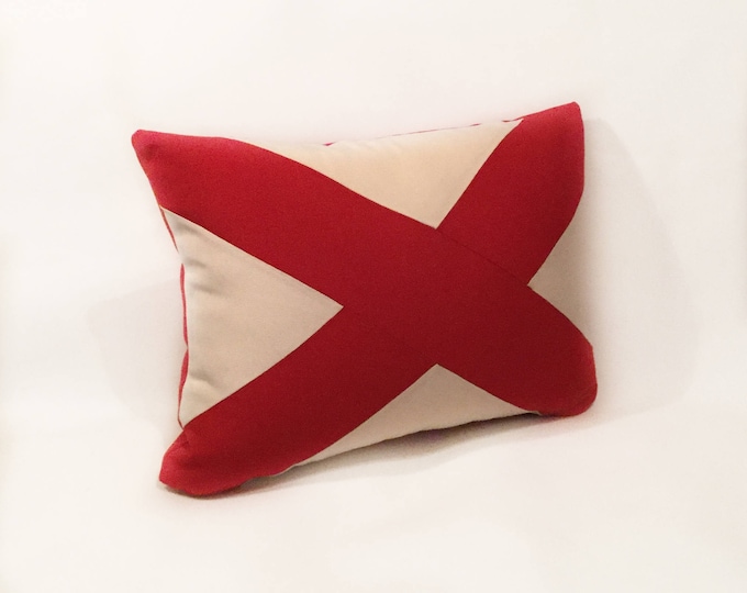 V - nautical flag alphabet pillow