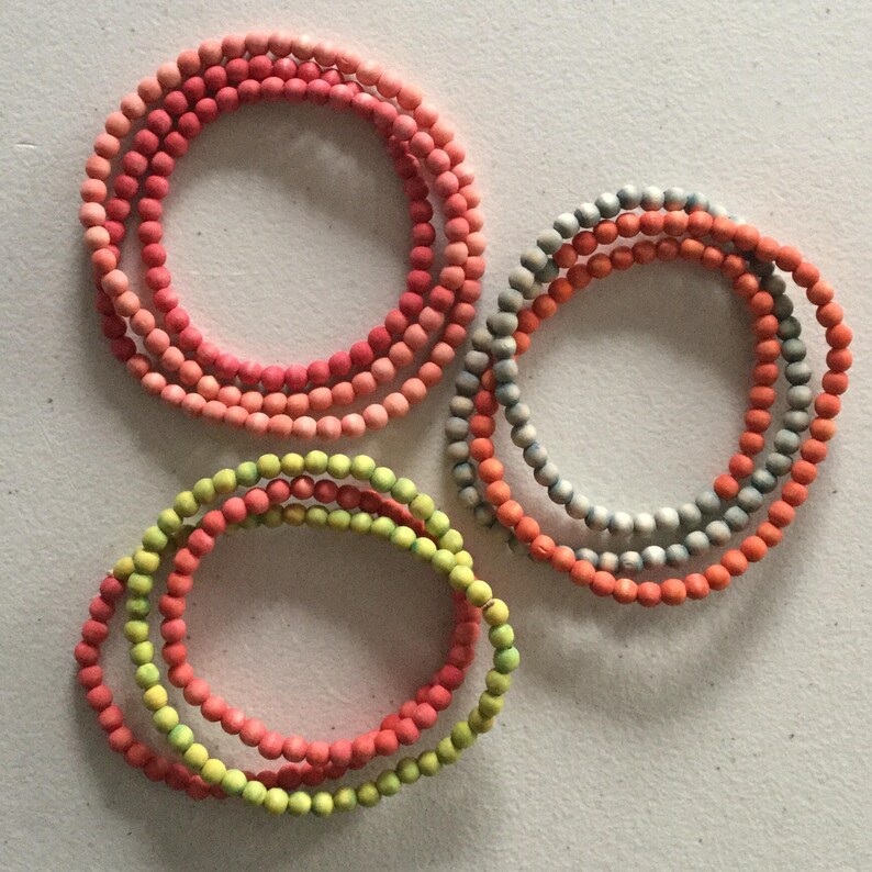 27 Natural Dyed Wood Bead Necklace Or Bracelet Leather Image 0