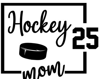 Personalize with Number Hockey Mom Vinyl Decal, Choose Color and Size