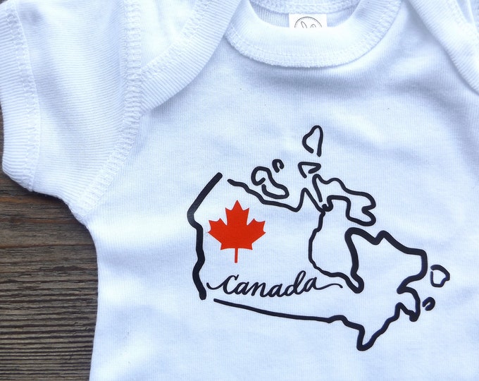 Canada Country Bodysuit or T-shirt, Baby Clothing, Baby Shower or Birthday Gift, Toddler or Children's Top, Canada Day, July 1, Oh Canada