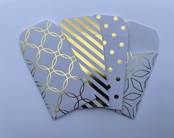 4-Pack Gold Foil Gift Card Holders, Birthday Wedding Mini Envelopes