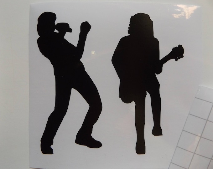 AC/DC Vinyl Decal, Brian Johnson and Angus Young Decal, Car, Laptop, Wall, Guitar Decal Sticker, Indoor or Outdoor Vinyl Sticker