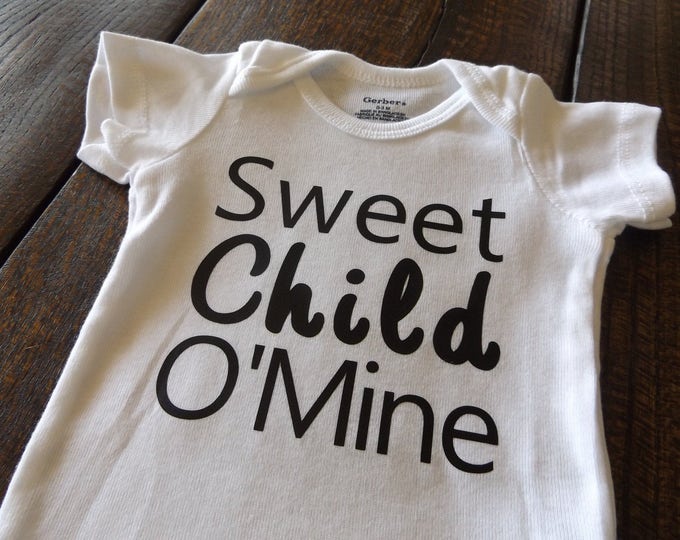 Sweet Child O'Mine Baby Bodysuit, Baby Infant Clothing Baby Shower Birthday Gift Rock Baby Music Lover Rock Band Lover Guns N' Roses