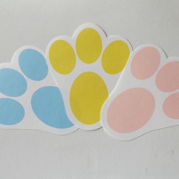 Bunny Footprints Blue Yellow or Pink, Egg Hunt Tracks Paper Die Cuts, Easter Bunny Tracks