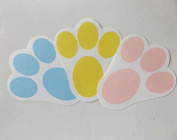 Bunny Footprints Blue Yellow or Pink, Egg Hunt Tracks Paper Die Cuts, Easter Bunny Tracks