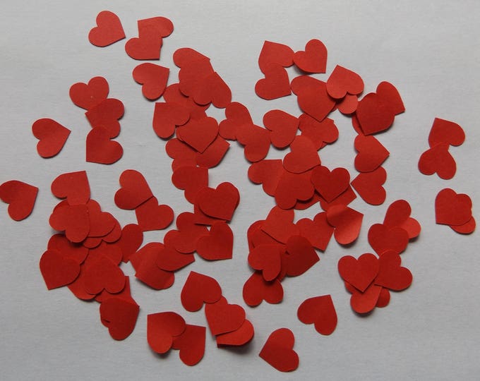 Pack of 100 Heart Die Cuts, Valentine Hearts, Heart Cut Outs, Paper or Cardstock Red or White, Confetti (Listing 64)