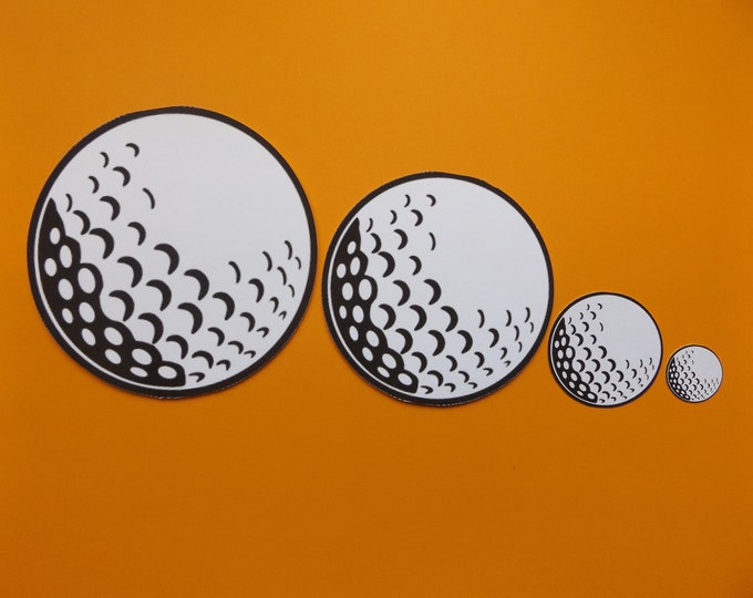 Pack of 10 Golf Ball Paper Die Cuts, Printed Golf Ball Cut Outs, Available in 1 to 6.5 inch diameter, 65 lb Card stock