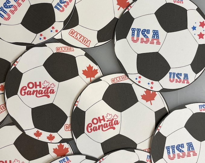Soccer Ball Cutouts: 10 Pack, World Cup Party Decor, Paper Shapes, Paper Die Cuts
