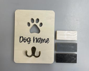 Custom Dog Leash Hanger, Personalized Dog Leash Holder, Choose Color and choose Dog Name, Pet Organization, Wall Hanging