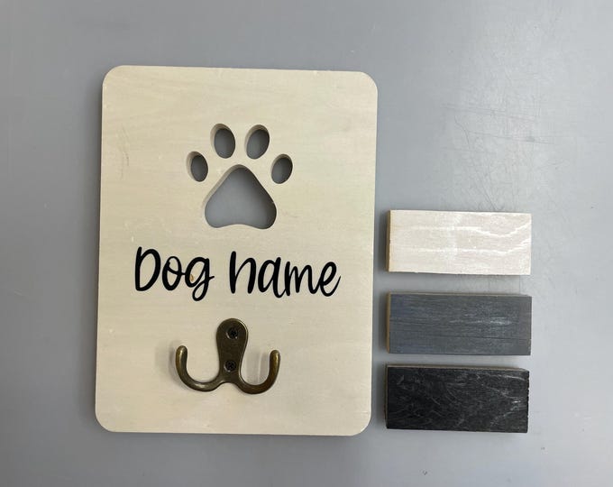 Custom Dog Leash Hanger, Personalized Dog Leash Holder, Choose Color and choose Dog Name, Pet Organization, Wall Hanging